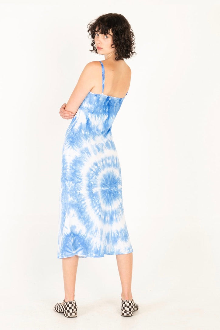 Emma Mulholland on Holiday - Vacation Slip Dress, Tie Dye Blue - Worn For Good
