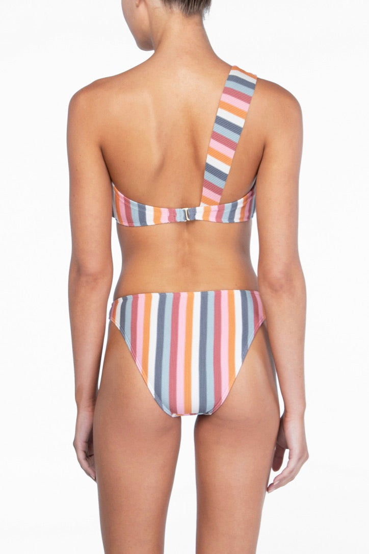 Peony - Asymmetric Bandeau Bikini Top in Rainbow