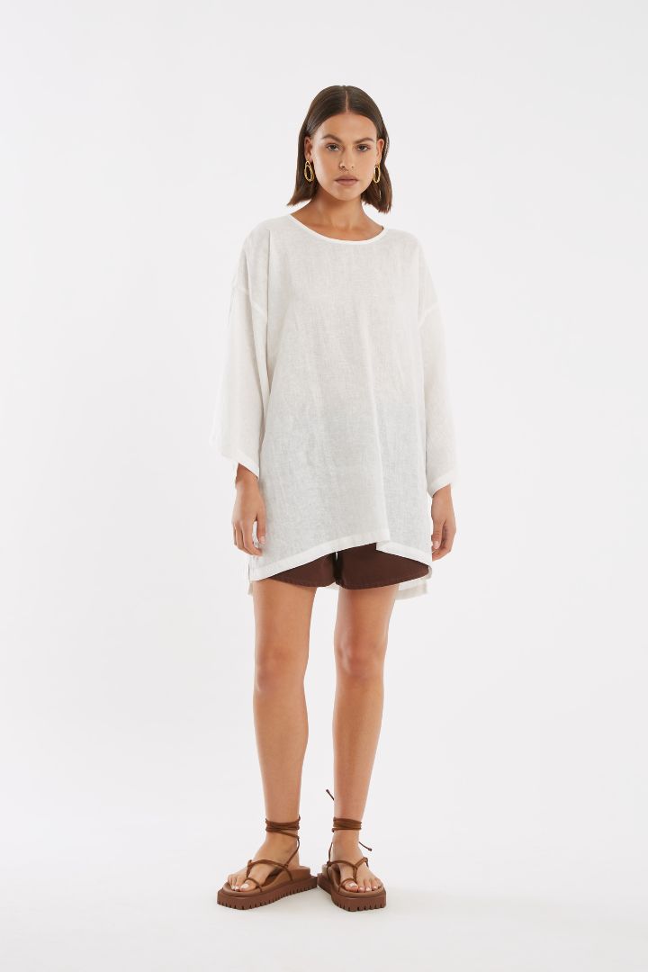 Zulu & Zephyr	- White Flax Linen Top