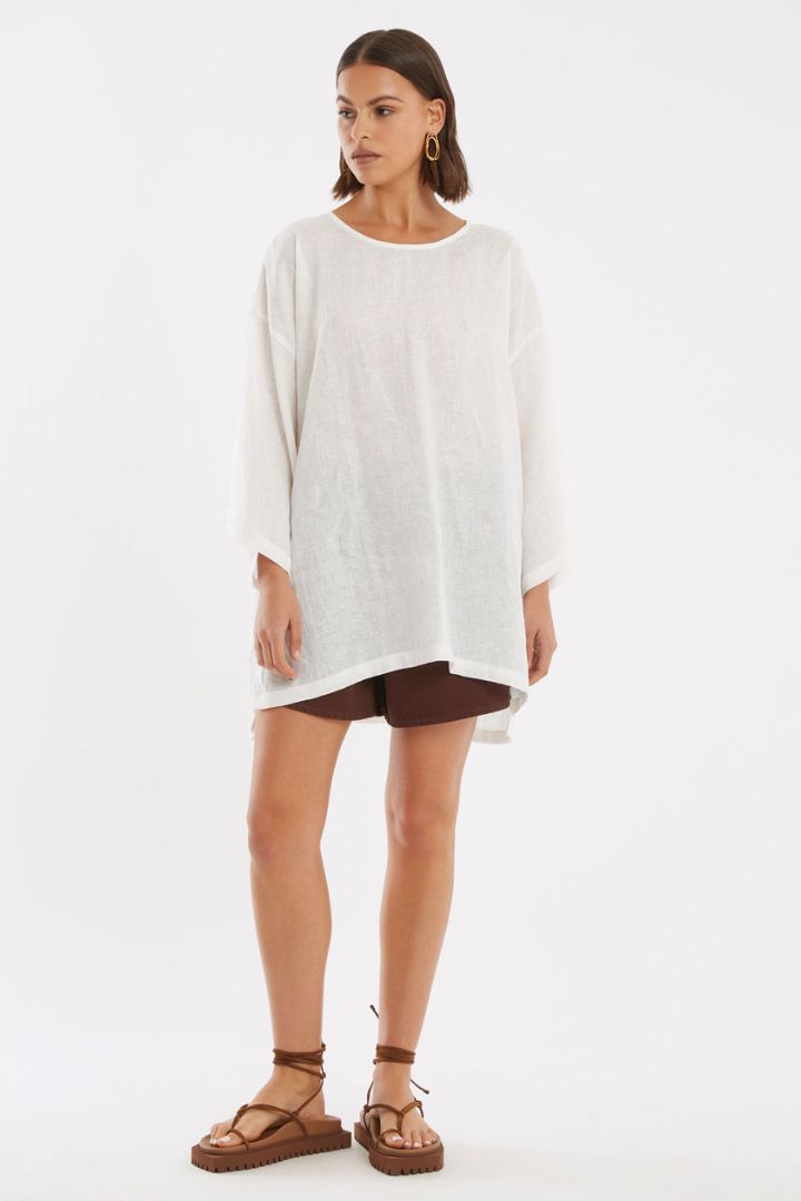 Zulu & Zephyr	- White Flax Linen Top