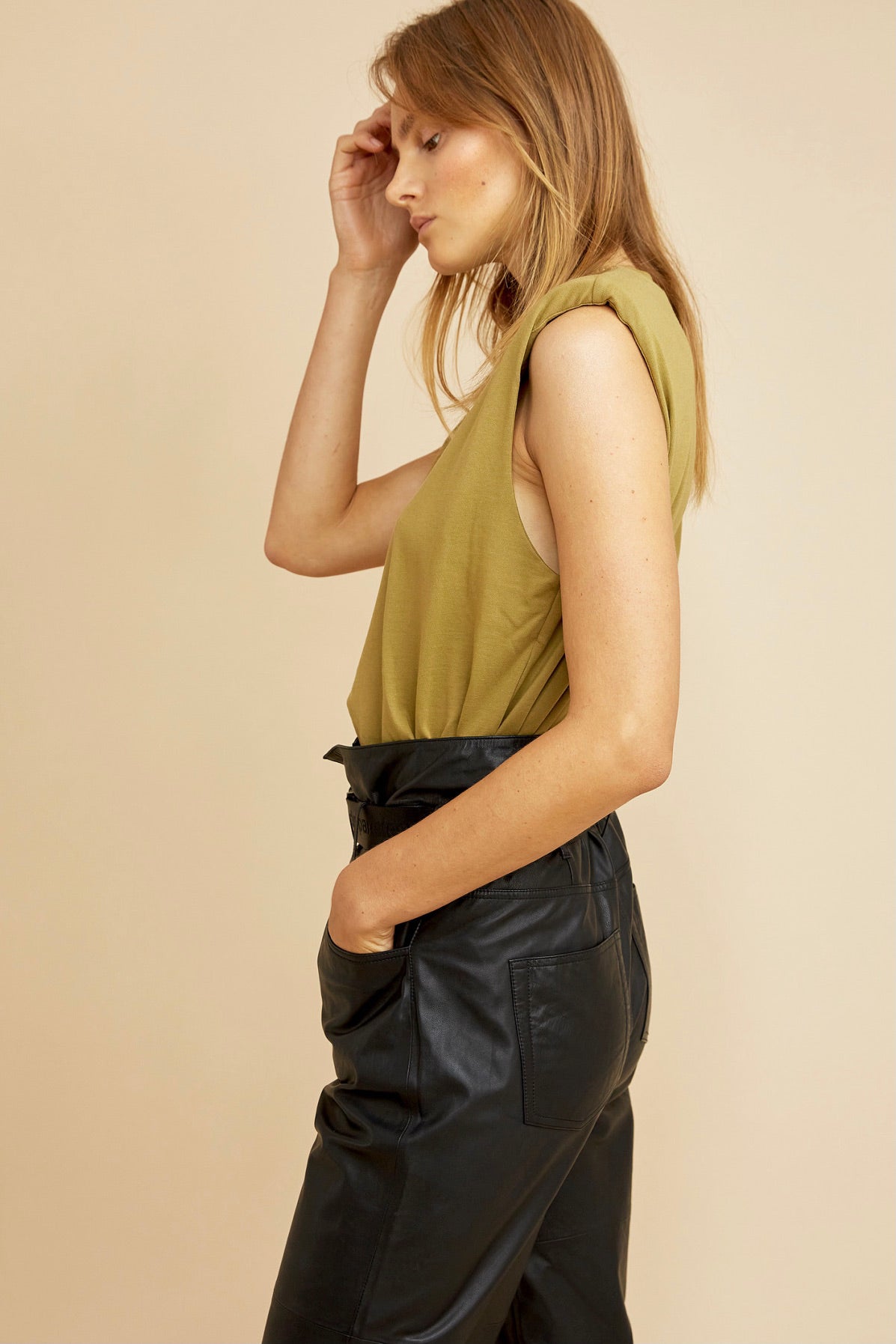 Les Coyotes Des Paris - Devon Padded Muscle Shirt, Khaki - Worn For Good