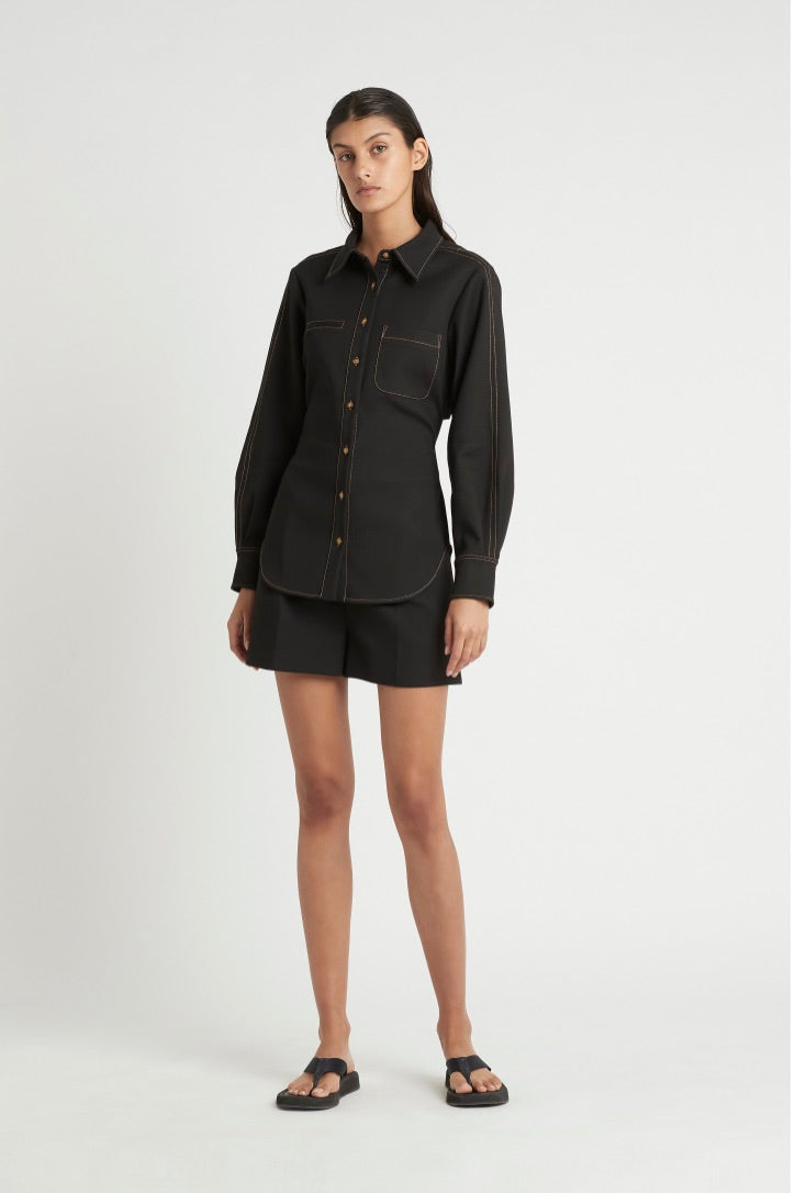 SIR. - Andre Open Back Shirt, Black - Worn For Good