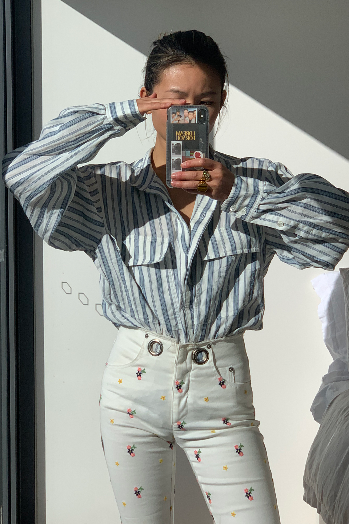Frame - Clean Safari Shirt, Blue and White Stripped - Worn For Good