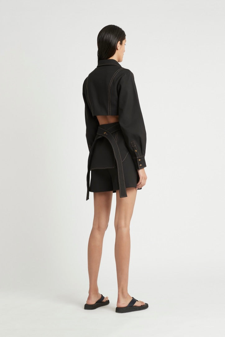 SIR. - Andre Open Back Shirt, Black - Worn For Good